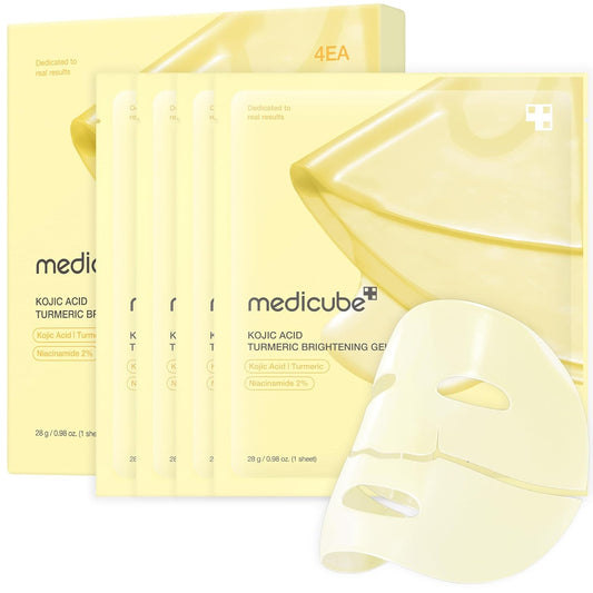 Medicube Jelly Gel Mask With Kojic Acid Turmeric And Niacinamide For Radiant Glass Skin 4 Piece Pack