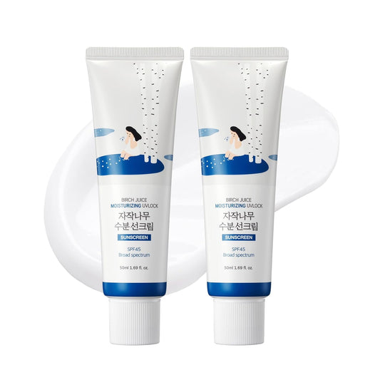 Round Lab Birch Juice UV Lock SPF 45 Broad Spectrum Sunscreen 2 Pack No White Cast Fragrance Free Korean Sunscreen