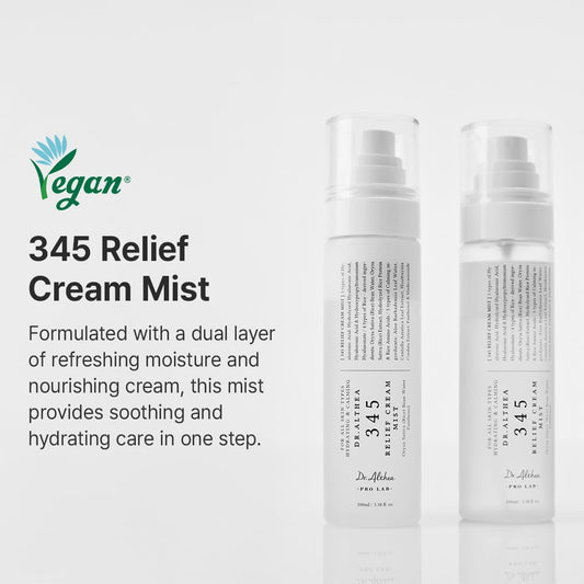 Dr Althea 345 Relief Cream Mist Hyaluronic Acid Panthenol Hydration Calming Milky Facial Mist For Makeup Travel