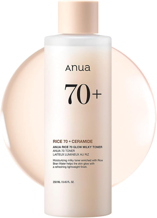 Anua Rice 70 Glow Milky Toner With Rice Water Niacinamide And Ceramides For Hydration And Barrier Support 8.45 Fl Oz