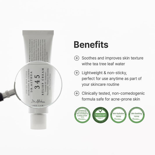 Dr Althea 345 Relief Cream Post Acne Niacinamide Hydration With PDRN Hyaluronic Acid Moisturizer 1.69 Oz