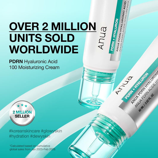 Anua PDRN Hyaluronic Acid Moisturizer With Salmon DNA For Glass Skin Korean Lightweight Hydrating Cream 2.02 Fl Oz