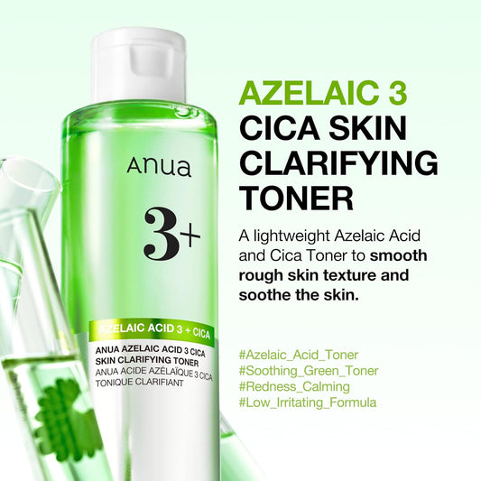 Anua Azelaic Acid 3 Percent CICA Clarifying Toner With Salicylic Acid For Pore Refinement And Sebum Control 8.45 Fl Oz