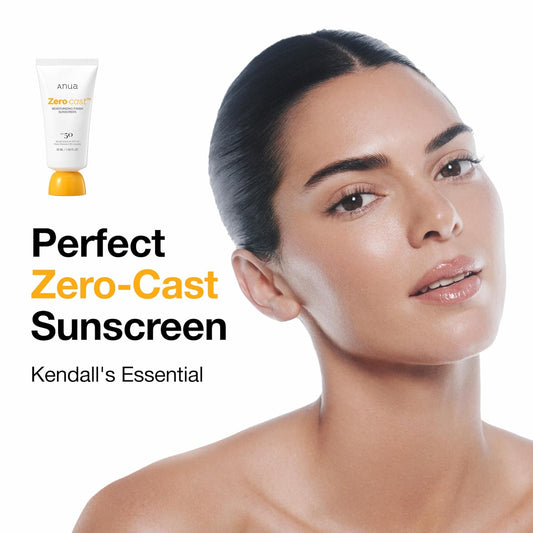 Anua Zero Cast Sunscreen SPF 50 No White Cast Hyaluronic Acid Niacinamide Glow Oil Free Korean Skincare 1.69 Fl Oz