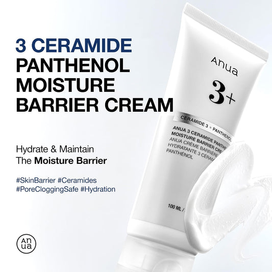 ANUA Ceramide Panthenol Barrier Cream Hydrating Moisturizer For All Skin Types With Centella 3.38 Fl Oz