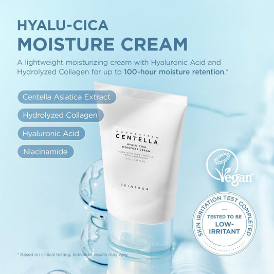 SKIN1004 Hyalu-Cica Moisture Cream Hyaluronic Acid Centella Face Moisturizer For Deep Hydration 75ml